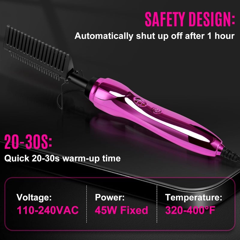 Goiple Hot Comb Hair Straightener Set for Lace Front Wigs - Heat Pressing Combs Ceramic Curling Flat Iron Electric Hot Comb for Wigs - Hair Straighteners Straightening Comb for Women Wig Installation Kit - Image 3